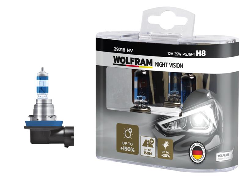 WOLFRAM AMPUL 12V H8 35 PGJ19-1 NIGHT VISION 150 FAZLA 20 BEYAZ IŞIK  - WOLFRAM 29218 NV kodlu oto yedek parça görseli