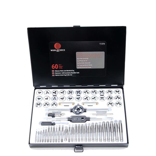 WORLDFORCE KILAVUZ PAFTA SETİ METRİK-İNÇ 60 PARÇA GARAJ EKİPMANLARI HIRDAVAT - WORLDFORCE 11376 kodlu oto yedek parça görseli