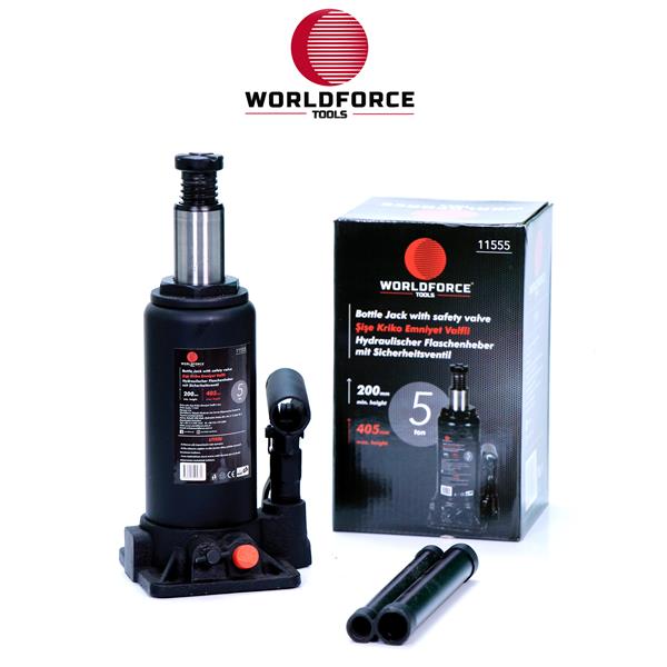WORLDFORCE HİDROLİK ŞİŞE KRİKOSU 5 TON 200-405MM GARAJ EKİPMANLARI HIRDAVAT  - WORLDFORCE 11555 kodlu oto yedek parça görseli