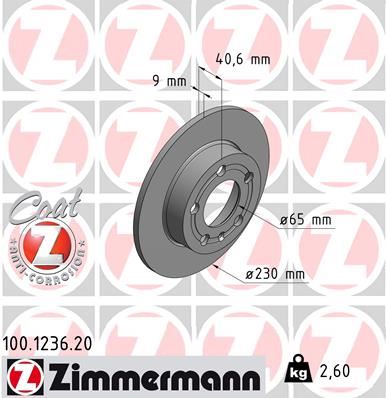 ZIMMERMANN ARKA FREN AYNASI GOLF4-BORA-POLO-A3-TOLEDO 98-04 POLO-FABIA-RAPID-A1 09 231.7x9x5DL 986478868-DF2805 1J0615601-1J0615601C-1J0615601N OEM: 1J0615601-1J0615601C-1J0615601N - ZIMMERMANN 100.1236.20 kodlu oto yedek parça görseli