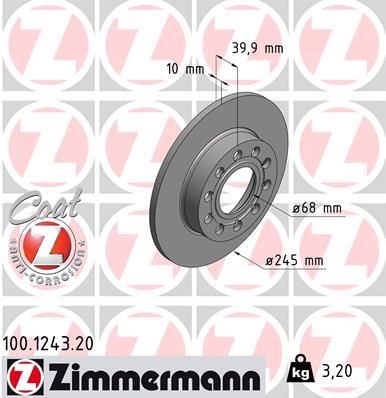 ZIMMERMANN ARKA FREN AYNASI AUDI A4 8E2.B6 11/00 A4 Avant 8E5.B6 09/01 SEAT EXEO 09 245x9.9x10DL 986478986-DF4186 8E0615601B-8E0615601P OEM: 8E0615601B-8E0615601P - ZIMMERMANN 100.1243.20 kodlu oto yedek parça görseli
