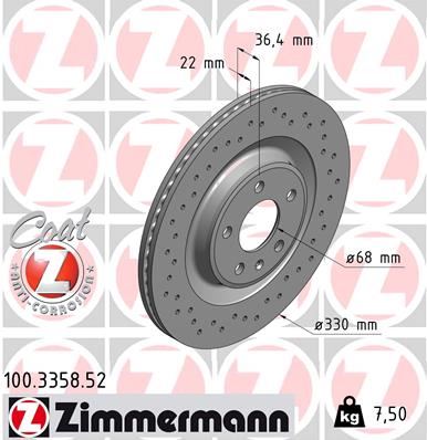 ZIMMERMANN ARKA FREN AYNASI TOUAREG 3.0TDI 17 A4-A5 1.8 TFSI-2.0 TDI 08 A6 2.0 TFSI-2.8 FSI 11 330x22x5xHVLI DELİKLİ -986479750-986479C86-DF6175S 4H0615601D-4H0615601H-8W0615601E OEM: 4H0615601D-4H0615601H-8W0615601E - ZIMMERMANN 100.3358.52 kodlu oto yedek parça görseli