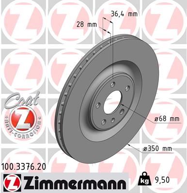 ZIMMERMANN FREN DİSKİ ARKA KAPLAMALI HAVALI TOUAREG-A6-A7-A8-Q8-E TRON 986479E41-DF6750S 4M0615601J-4M0615601P OEM: 4M0615601J-4M0615601P - ZIMMERMANN 100.3376.20 kodlu oto yedek parça görseli