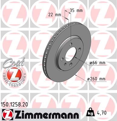 ZIMMERMANN FREN DİSKİ ON BMW E30 ABS LI 34116752352-34111160915 OEM: 34116752352-34111160915 - ZIMMERMANN 150.1258.20 kodlu oto yedek parça görseli