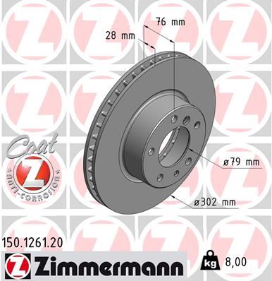 ZIMMERMANN FREN DISKI ON BMW E34 E32 34116756090 OEM: 34116756090 - ZIMMERMANN 150.1261.20 kodlu oto yedek parça görseli
