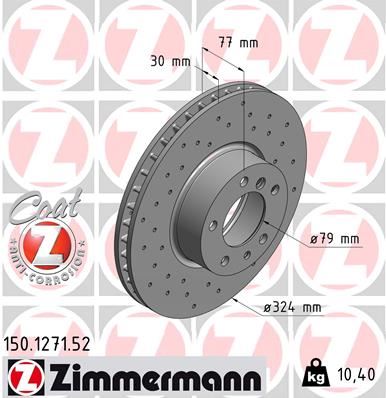 ZIMMERMANN FREN DISKI ON BMW E39 E32 E38 E31 DELIKLI 34116757747-34116757746 OEM: 34116757747-34116757746 - ZIMMERMANN 150.1271.52 kodlu oto yedek parça görseli