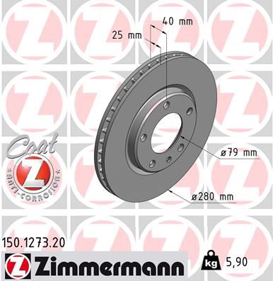 ZIMMERMANN FREN DİSKİ ON BMW M3 E30 34112226813 OEM: 34112226813 - ZIMMERMANN 150.1273.20 kodlu oto yedek parça görseli