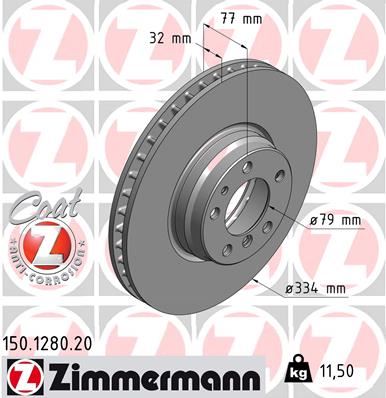 ZIMMERMANN FREN DISKI ON BMW E38 94 01 34116757757-34116757756 OEM: 34116757757-34116757756 - ZIMMERMANN 150.1280.20 kodlu oto yedek parça görseli