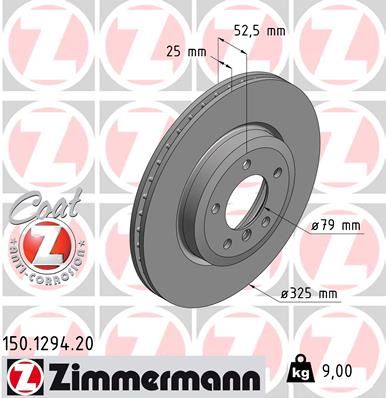 ZIMMERMANN FREN DISKI ON BMW E46 Z4 E85 E86 HAVALI KAPLAMALI 34116864047 OEM: 34116864047 - ZIMMERMANN 150.1294.20 kodlu oto yedek parça görseli