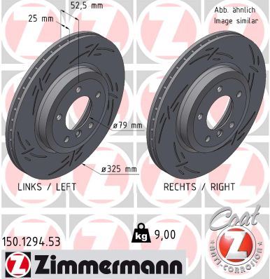 ZIMMERMANN FREN DISKI ON BMW E46 Z4 E85 E86 HAVALI KAPLAMALI CIZGILI 34116864047 OEM: 34116864047 - ZIMMERMANN 150.1294.53 kodlu oto yedek parça görseli