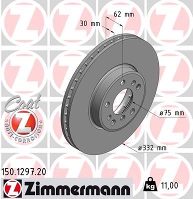 ZIMMERMANN FREN DISKI ON BMW X3 E83 X5 E53 34116794304 OEM: 34116794304 - ZIMMERMANN 150.1297.20 kodlu oto yedek parça görseli