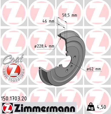 ZIMMERMANN FREN KAMPANASI ARKA BMW E30 34211156297-34211158556-34211153091 OEM: 34211156297-34211158556-34211153091 - ZIMMERMANN 150.1703.20 kodlu oto yedek parça görseli