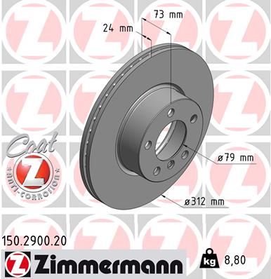 ZIMMERMANN FREN DISKI ON BMW E90 F20 F30 E84 OEM: 34116792219 - ZIMMERMANN 150.2900.20 kodlu oto yedek parça görseli
