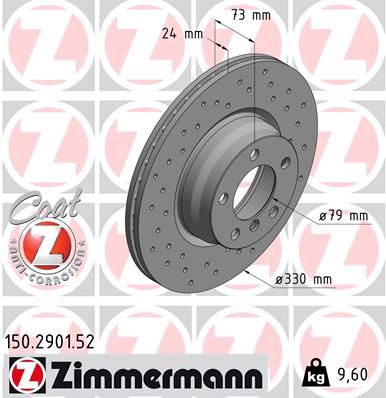 ZIMMERMANN ÖN FREN AYNASI BMW 2 F22-F87 3 F30-F80 3 F31 DELİKLİ 0986479A06-DF8050 6792221-34116792221 OEM: 6792221-34116792221 - ZIMMERMANN 150.2901.52 kodlu oto yedek parça görseli