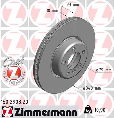 ZIMMERMANN FREN DISKI ON ADET BMW F20 F22 F23 F32 F34 F36 34116792223 OEM: 34116792223 - ZIMMERMANN 150.2903.20 kodlu oto yedek parça görseli
