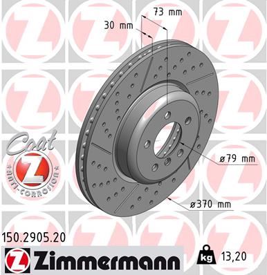ZIMMERMANN FREN DISKI ON BMW F20 F30 F32 F33 F34 F36 F22 34106797603 OEM: 34106797603 - ZIMMERMANN 150.2905.20 kodlu oto yedek parça görseli