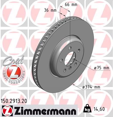 ZIMMERMANN FREN DİSKİ KARBONLU HAVALANDIRMALI TEKLİ ÖN SAĞ BMW F10-F11-F12-F13-F01-F02-F03-F04 0986479E27-DF6614S 34106894384-34116785676 OEM: 34106894384-34116785676 - ZIMMERMANN 150.2913.20 kodlu oto yedek parça görseli