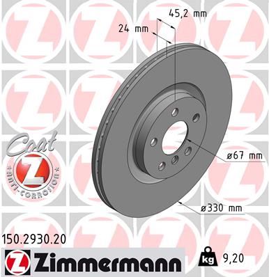 ZIMMERMANN FREN DISKI ON BMW F40 F45 F46 F48 F39 MINI COUNTRYMAN F60 34116865713 OEM: 34116865713 - ZIMMERMANN 150.2930.20 kodlu oto yedek parça görseli
