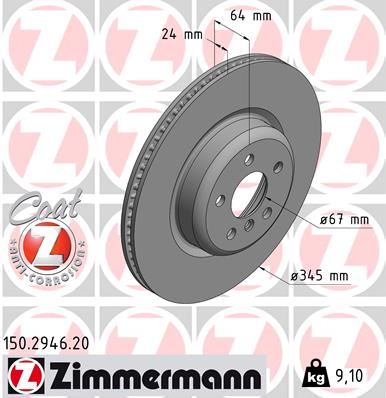 ZIMMERMANN FREN DISKI ARKA BMW G20 G30 G22 G32 G11 G12 G15 G16 G01 G01 G02 G05 G06 G07 Z4 iX I20 34216860925 OEM: 34216860925 - ZIMMERMANN 150.2946.20 kodlu oto yedek parça görseli
