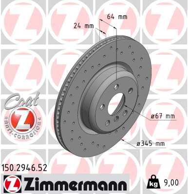 ZIMMERMANN FREN DISKI ARKA BMW G20 G30 G22 G32 G11 G12 G15 G16 G01 G01 G02 G05 G06 G07 Z4 iX I20 DELIKLI 34216860925 OEM: 34216860925 - ZIMMERMANN 150.2946.52 kodlu oto yedek parça görseli