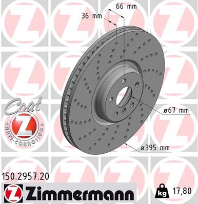ZIMMERMANN FREN AYNASI ON SOL BMW G30 G11 X6 G06 34106887657 OEM: 34106887657 - ZIMMERMANN 150.2957.20 kodlu oto yedek parça görseli