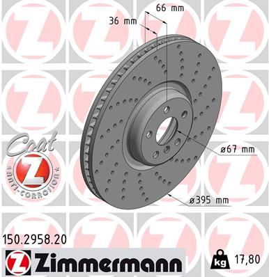 ZIMMERMANN FREN AYNASI ON SAG BMW G30 G11 X6 G06 34106887658 OEM: 34106887658 - ZIMMERMANN 150.2958.20 kodlu oto yedek parça görseli