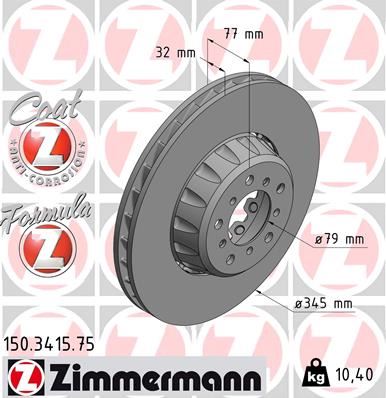 ZIMMERMANN FREN DISKI ON SOL BMW M5 E39 34112282803-34112228845 OEM: 34112282803-34112228845 - ZIMMERMANN 150.3415.75 kodlu oto yedek parça görseli