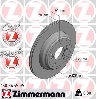 ZIMMERMANN FREN DISKI ARKA SOL BMW M5 E39 34212228801 OEM: 34212228801 - ZIMMERMANN 150.3455.75 kodlu oto yedek parça görseli