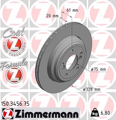 ZIMMERMANN FREN DISKI ARKA SAG BMW M5 E39 34212228802 OEM: 34212228802 - ZIMMERMANN 150.3456.75 kodlu oto yedek parça görseli