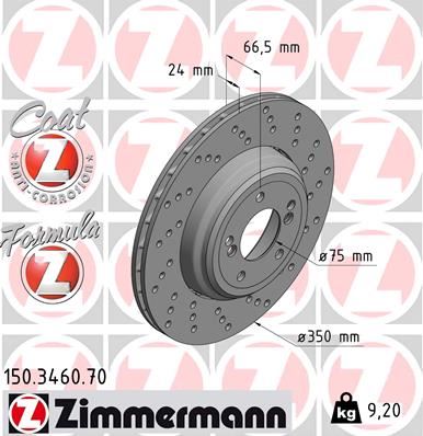 ZIMMERMANN FREN DISKI ARKA SAG BMW M3 E90 E92 E93 34212283388-34212283804 OEM: 34212283388-34212283804 - ZIMMERMANN 150.3460.70 kodlu oto yedek parça görseli