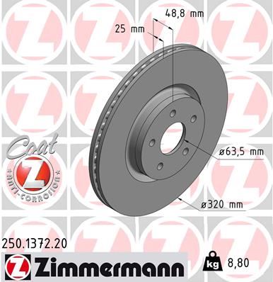ZIMMERMANN ON FREN AYNASI CONNECT 12 FOCUS III 11 15 KUGA 12 14 VOLVO V40 T2-T3-T4-T5 C30 06 12 C70 II 07 12 S40 II 05 12 V50 04 CV611125FA-CV611125GA-1829608 OEM: CV611125FA-CV611125GA-1829608 - ZIMMERMANN 250.1372.20 kodlu oto yedek parça görseli