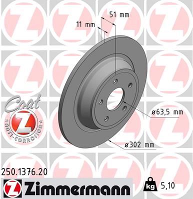 ZIMMERMANN ARKA DISK AYNA YENI KASA MONDEO V 14 DG9C2A315BC-5202204 OEM: DG9C2A315BC-5202204 - ZIMMERMANN 250.1376.20 kodlu oto yedek parça görseli