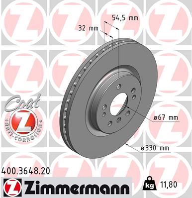 ZIMMERMANN FREN DISKI ON 4-matic MERCEDES W166 C292 W251 A1644211312 OEM: A1644211312 - ZIMMERMANN 400.3648.20 kodlu oto yedek parça görseli