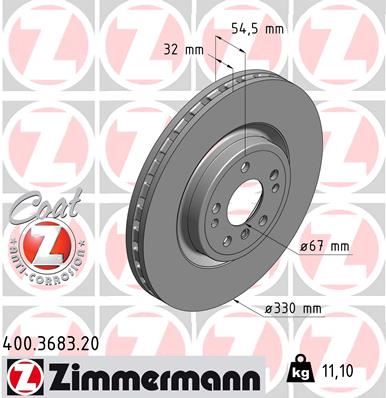 ZIMMERMANN FREN DISKI ON 4-matic MERCEDES W166 C292 W251 A1664211300 OEM: A1664211300 - ZIMMERMANN 400.3683.20 kodlu oto yedek parça görseli