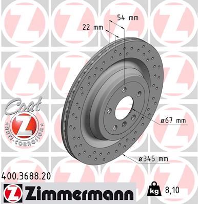 ZIMMERMANN FREN DISKI ARKA 4-matic MERCEDES W166 X166 A1664230312 OEM: A1664230312 - ZIMMERMANN 400.3688.20 kodlu oto yedek parça görseli
