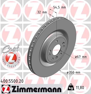 ZIMMERMANN FREN DISKI ON MERCEDES W166 X166 C292 A1664210712 OEM: A1664210712 - ZIMMERMANN 400.5500.20 kodlu oto yedek parça görseli