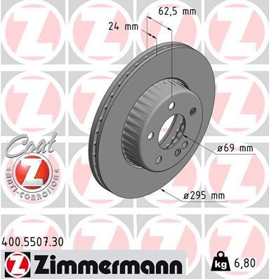 ZIMMERMANN FREN DISKI ON MERCEDES C-CLASS W205 S205 C205 A205 A0004212412 OEM: A0004212412 - ZIMMERMANN 400.5507.30 kodlu oto yedek parça görseli