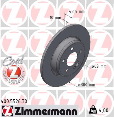 ZIMMERMANN FREN DISKI ARKA MERCEDES C-CLASS W205 S205 C205 A205 A0004230512 OEM: A0004230512 - ZIMMERMANN 400.5526.30 kodlu oto yedek parça görseli