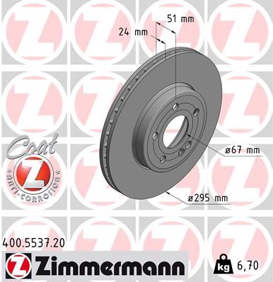 ZIMMERMANN FREN DISKI ON MERCEDES W177 W247 C118 A2474210312 OEM: A2474210312 - ZIMMERMANN 400.5537.20 kodlu oto yedek parça görseli