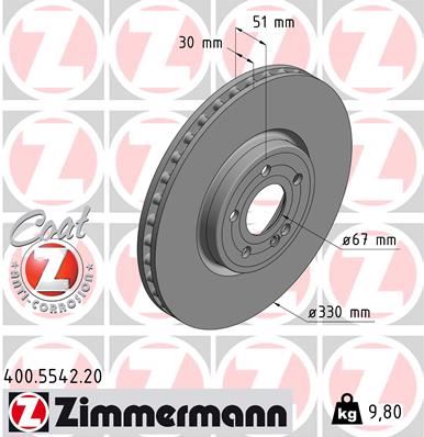 ZIMMERMANN FREN DISKI ON MERCEDES W177 V177 W247 C118 X118 H247 X247 A2474211912 OEM: A2474211912 - ZIMMERMANN 400.5542.20 kodlu oto yedek parça görseli