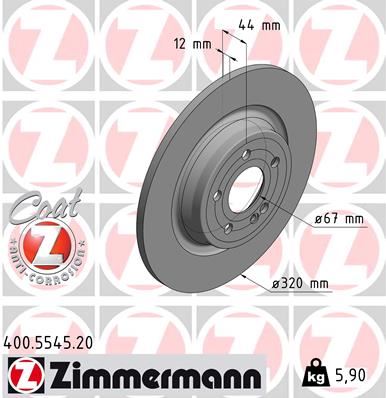 ZIMMERMANN FREN DISKI ARKA MERCEDES W177 W247 C118 SPOR TIP A2474230312 OEM: A2474230312 - ZIMMERMANN 400.5545.20 kodlu oto yedek parça görseli