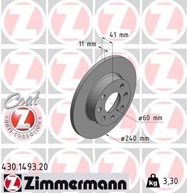 ZIMMERMANN ÖN FREN AYNASI CORSA C 1.0-1.2 16V 01 11 240x11x4DL DOLU 569020-9195981-9127965 OEM: 569020-9195981-9127965 - ZIMMERMANN 430.1493.20 kodlu oto yedek parça görseli