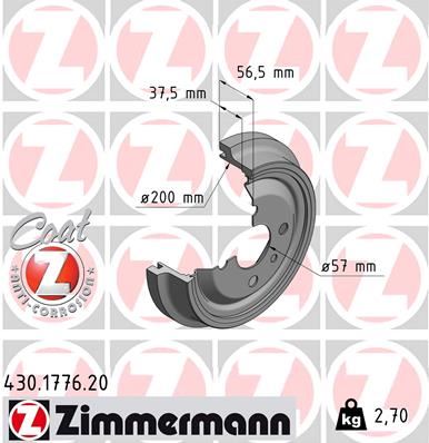 ZIMMERMANN ARKA KAMPANA ASTRA F 1.4i-1.6i 91 98 KADETT 79 91 228x200x38x100x56 4DL 568053-568058-90086194-90193915 OEM: 568053-568058-90086194-90193915 - ZIMMERMANN 430.1776.20 kodlu oto yedek parça görseli