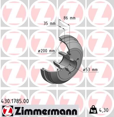 ZIMMERMANN ARKA FREN KAMPANA CORSA C 01 11 ABS SİZ 9196287-418000-9004416-24401369 OEM: 9196287-418000-9004416-24401369 - ZIMMERMANN 430.1785.00 kodlu oto yedek parça görseli