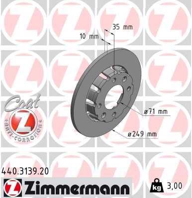 ZIMMERMANN ARKA FREN AYNASI CORSA F 19 MOKKA 20 208 19 2008 19 C4 20 DS3 18 249x35x4DL DOLU 1643574180 OEM: 1643574180 - ZIMMERMANN 440.3139.20 kodlu oto yedek parça görseli
