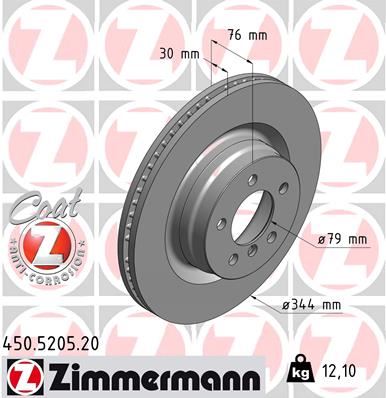 ZIMMERMANN FREN DISKI ON RANGE ROVER 3 VOGUE L322 05 12 SDB500181-SDB500182 OEM: SDB500181-SDB500182 - ZIMMERMANN 450.5205.20 kodlu oto yedek parça görseli
