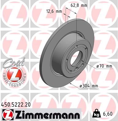 ZIMMERMANN FREN DISKI ARKA DISCOVERY 2 L318 RANGE ROVER 2 P38A RANGE ROVER 3 VOGUE L322 05 12 SDB000470-SDB000210-NTC8781 OEM: SDB000470-SDB000210-NTC8781 - ZIMMERMANN 450.5222.20 kodlu oto yedek parça görseli