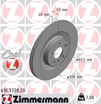 ZIMMERMANN ARKA FREN DİSKİ S60 III 224 -S90 II 234 -V60 II -V90 II 235-236 -XC40 536 -XC60 II XC90 2014 DELİKLİ 31400778-31471816 OEM: 31400778-31471816 - ZIMMERMANN 610.3728.20 kodlu oto yedek parça görseli