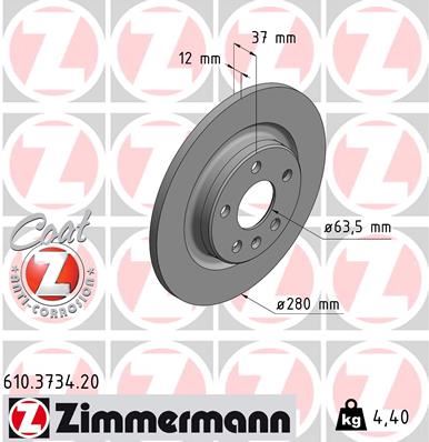 ZIMMERMANN ARKA FREN AYNASI VOLVO XC40 2017 2020 CAP 280 X5 BJN 31471476-32300124 OEM: 31471476-32300124 - ZIMMERMANN 610.3734.20 kodlu oto yedek parça görseli