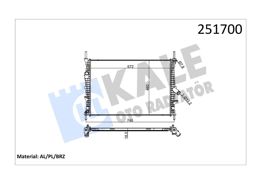 130190345 RADYATOR YEDEK SU DEPOSUTRANSIT V347 2.2TDCI 2.4TDCI 3.2TDCI 06 13 KAPAKSIZ 6C118K218AC-1383314